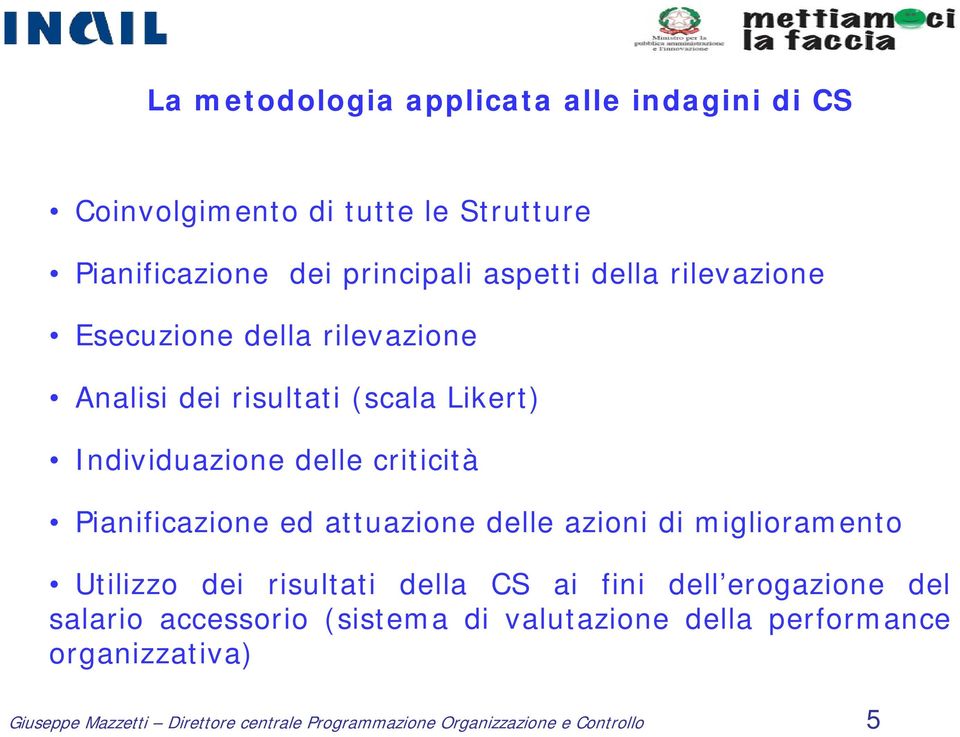 attuazione delle azioni di miglioramento Utilizzo dei risultati della CS ai fini dell erogazione del salario accessorio