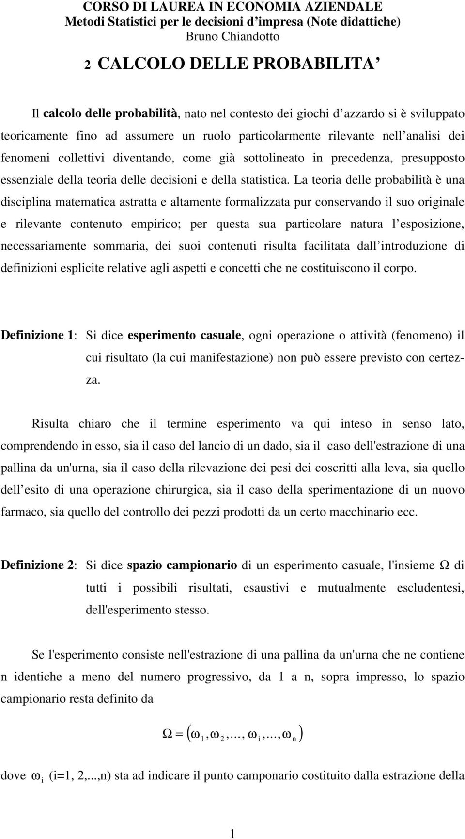 delle decisioi e della statistica.