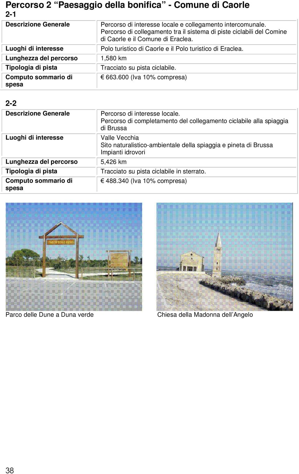 1,580 km Tracciato su pista ciclabile. 663.600 (Iva 10% compresa) 2-2 Computo sommario di spesa Percorso di interesse locale.