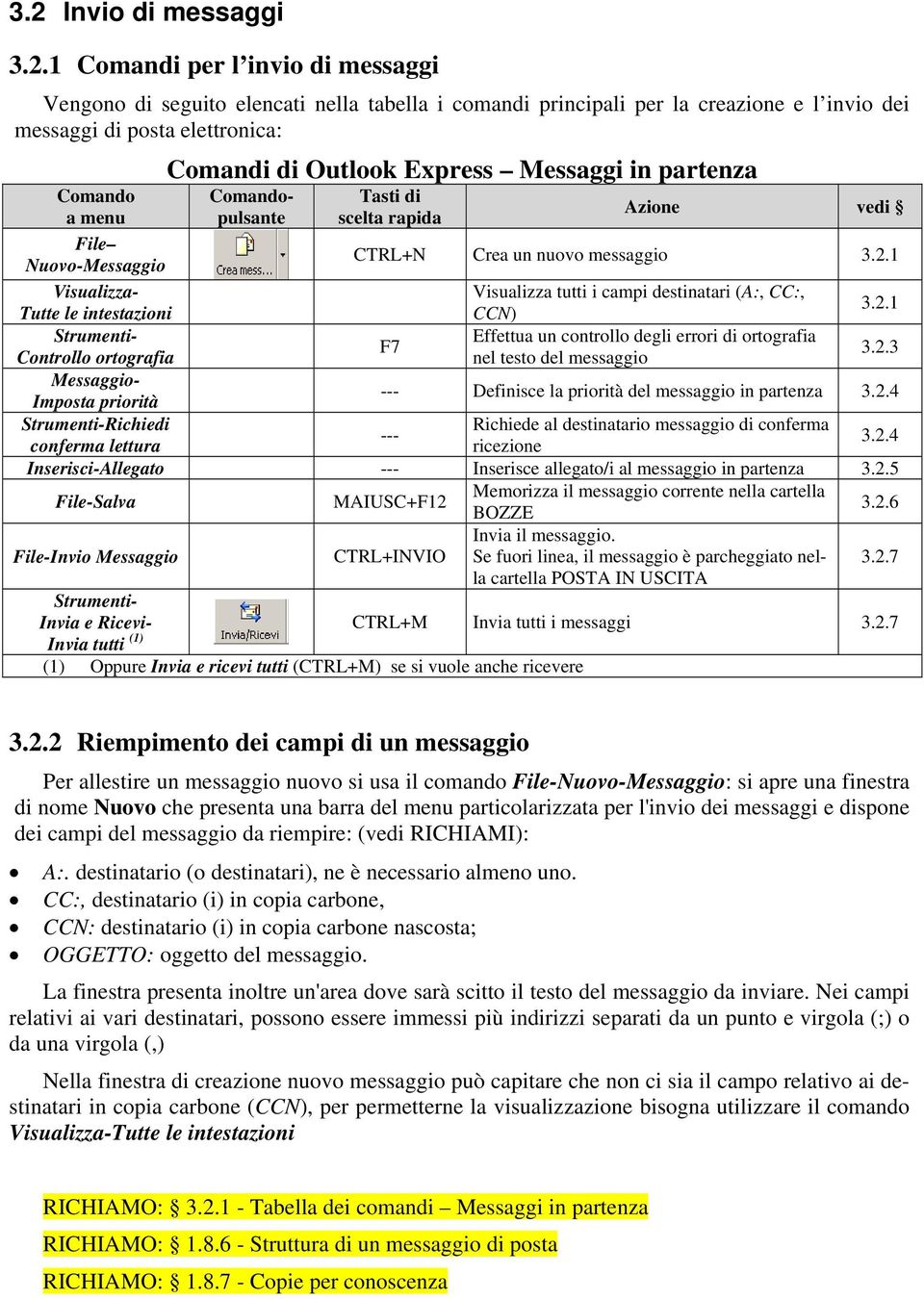 1 Visualizza- Visualizza tutti i campi destinatari (A:, CC:, Tutte le intestazioni CCN) 3.2.