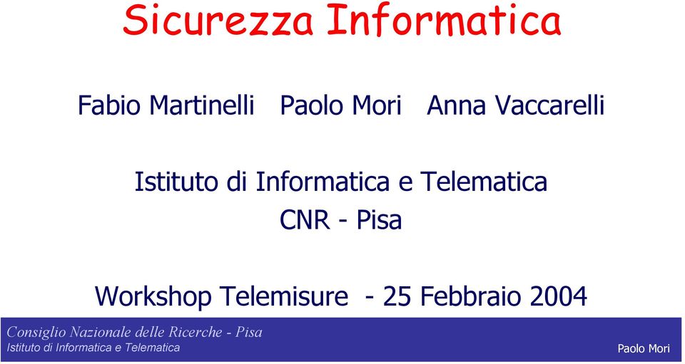 Vaccarelli CNR - Pisa
