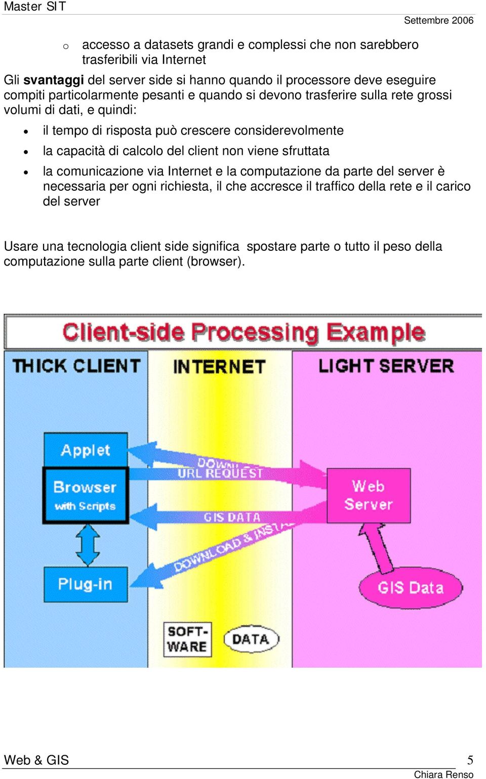 capacità di calcolo del client non viene sfruttata la comunicazione via Internet e la computazione da parte del server è necessaria per ogni richiesta, il che