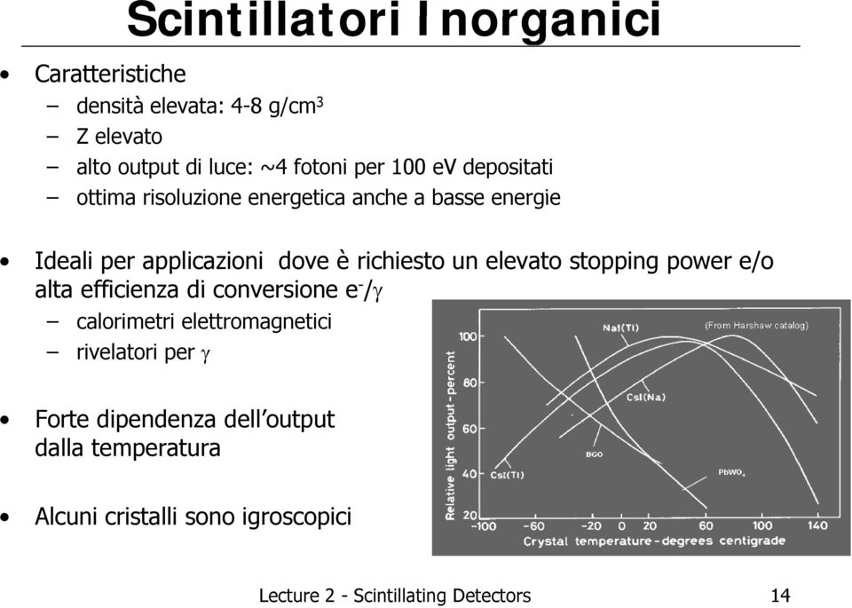 elevato stopping power e/o alta efficienza di conversione e - /γ calorimetri elettromagnetici rivelatori per γ Forte