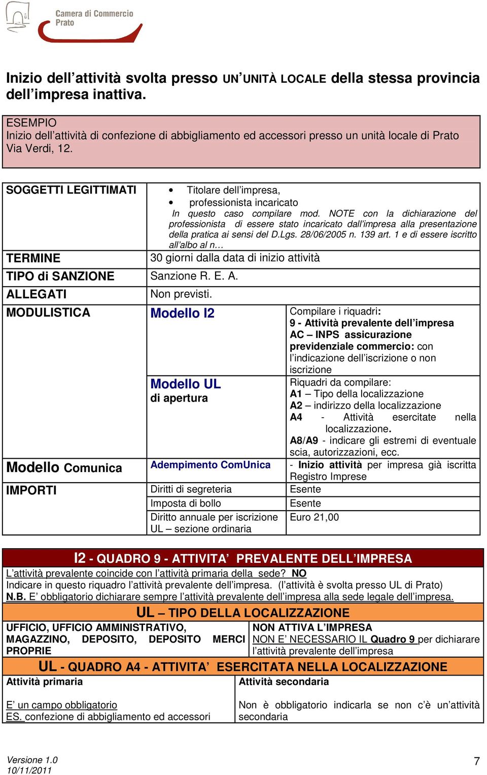 professionista di essere stato incaricato dall impresa alla presentazione della pratica ai sensi del D.Lgs. 28/06/2005 n. 139 art.