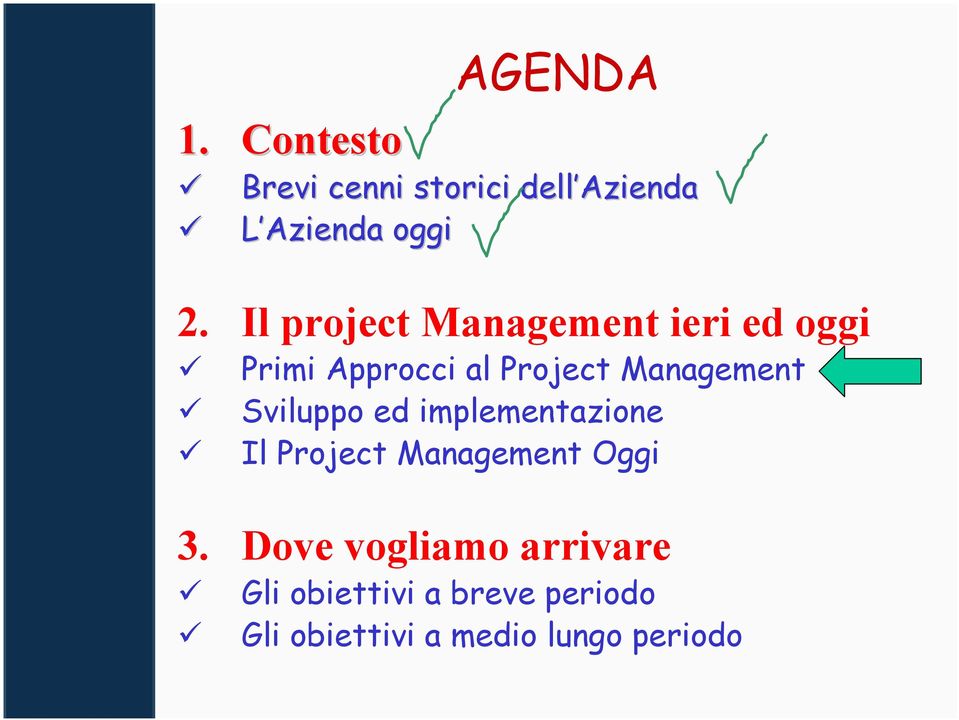 Sviluppo ed implementazione Il Project Management Oggi 3.