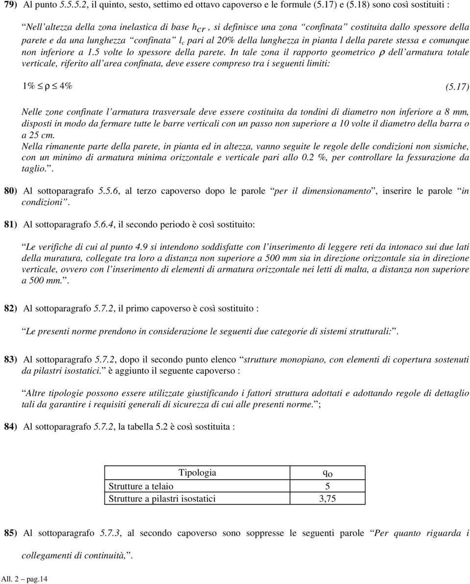 lunghezza in pianta l della parete stessa e comunque non inferiore a 1.5 volte lo spessore della parete.