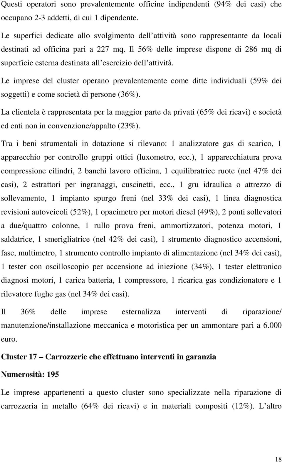 Il 56% delle imprese dispone di 286 mq di superficie esterna destinata all esercizio dell attività.