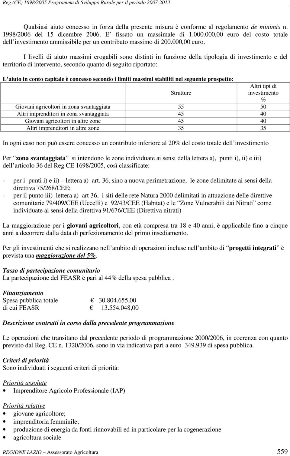 del costo totale dell investimento ammissibile per un contributo massimo di 200.000,00 euro.