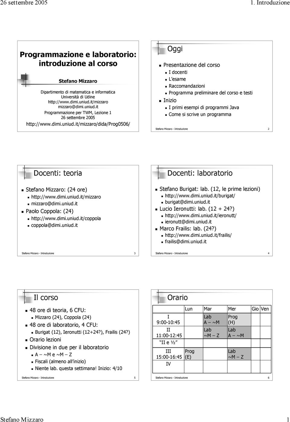 it Programmazione per TWM, Lezione 1 26 settembre 2005 http://www.dimi.uniud.