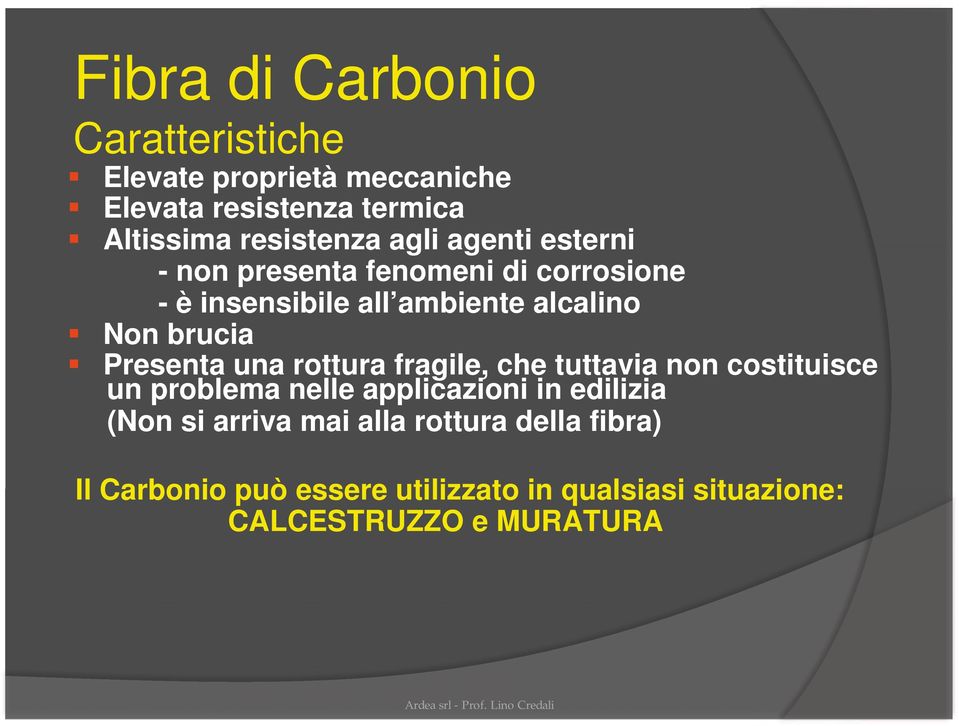 Presenta una rottura fragile, che tuttavia non costituisce un problema nelle applicazioni in edilizia (Non si