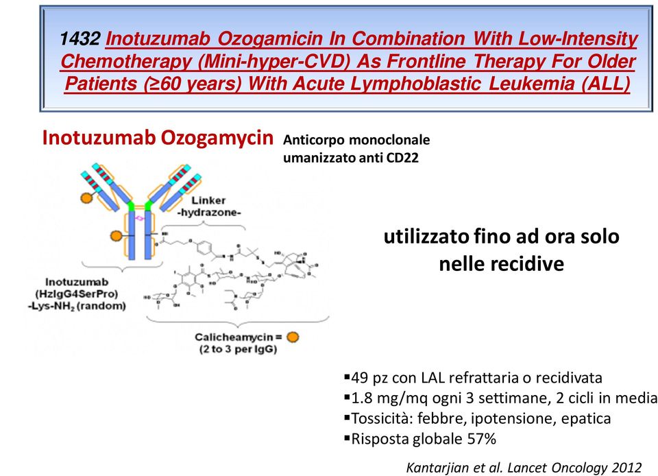 umanizzato anti CD22 utilizzato fino ad ora solo nelle recidive 49 pz con LAL refrattaria o recidivata 1.