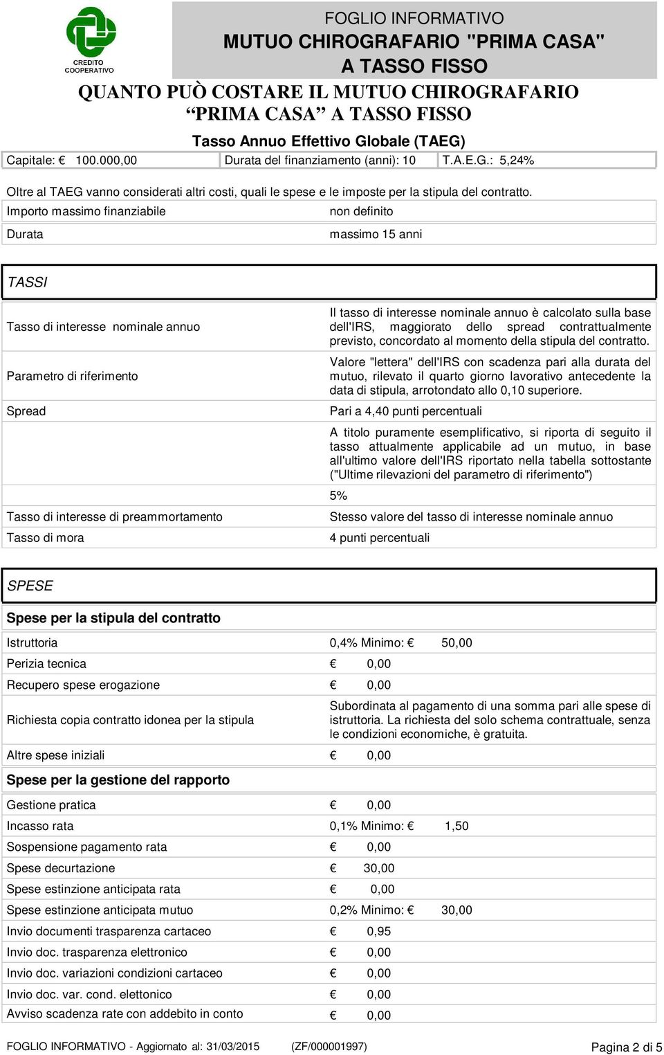 di interesse nominale annuo è calcolato sulla base dell'irs, maggiorato dello spread contrattualmente previsto, concordato al momento della stipula del contratto.