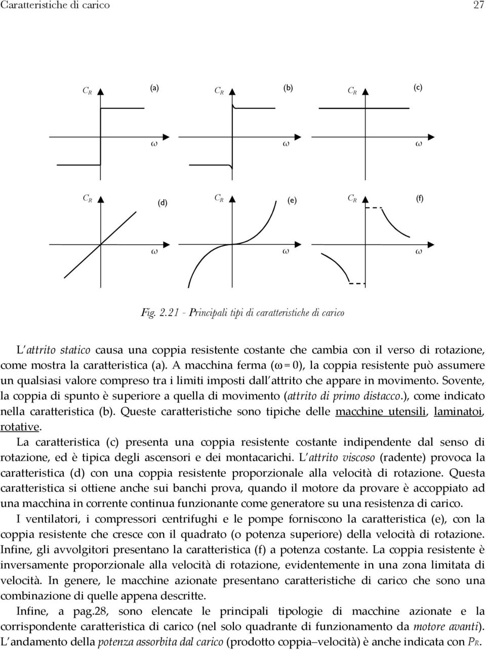 Sovene, la coppia di spuno è superiore a quella di movimeno (ario di primo disacco.), come indicao nella caraerisica (b). Quese caraerisiche sono ipiche delle macchine uensili, laminaoi, roaive.