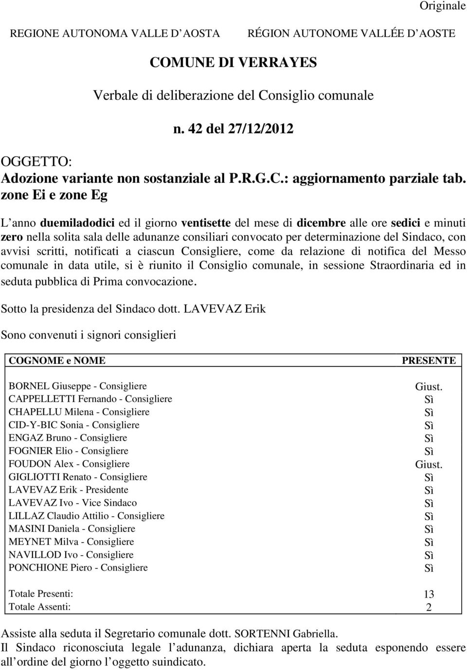 zne Ei e zne Eg L ann duemiladdici ed il girn ventisette del mese di dicembre alle re sedici e minuti zer nella slita sala delle adunanze cnsiliari cnvcat per determinazine del Sindac, cn avvisi