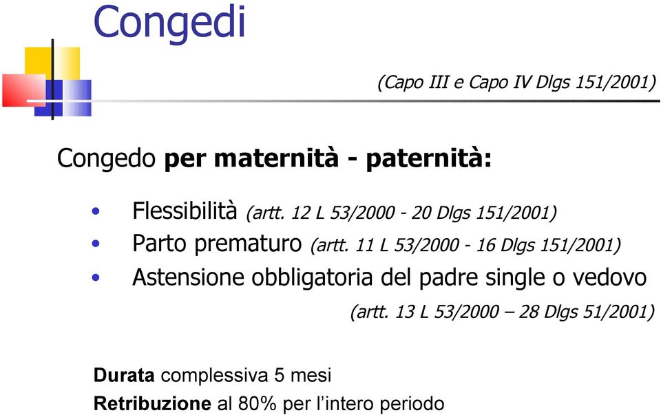 11 L 53/2000-16 Dlgs 151/2001) Astensione obbligatoria del padre single o vedovo