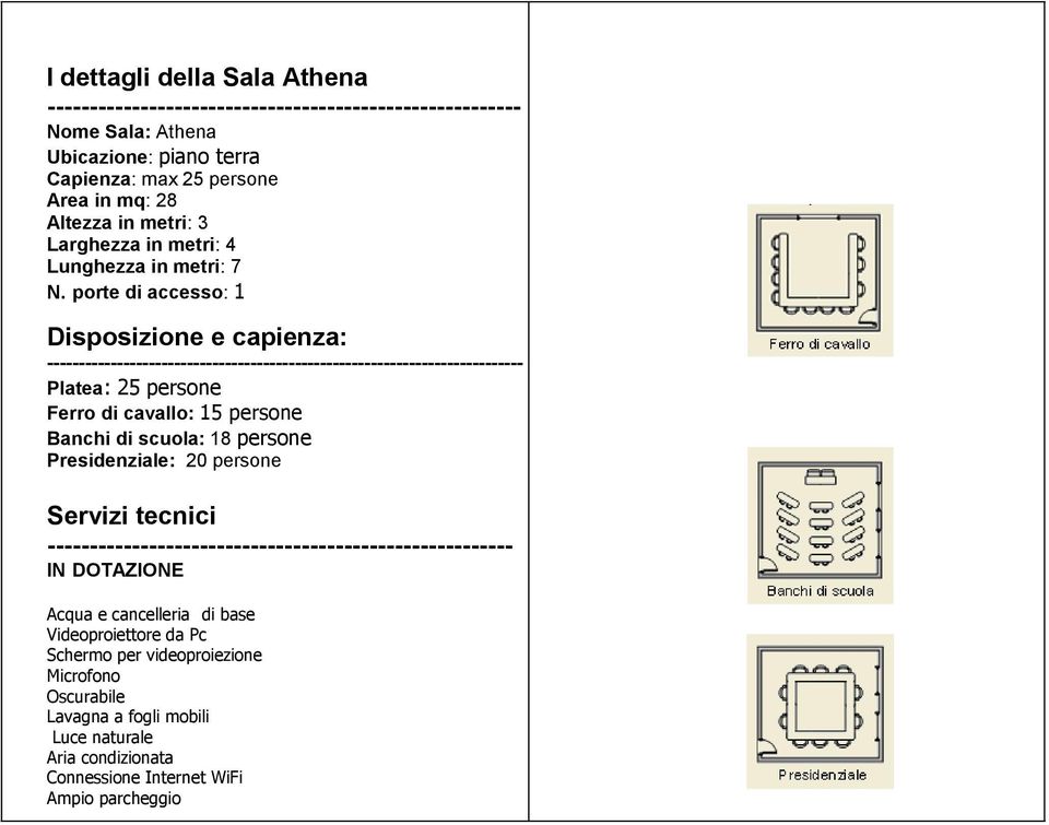 metri: 7 -------------------- Platea: 25 persone Ferro di