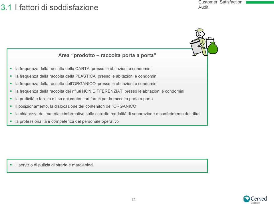 abitazioni e condomini la praticità e facilità d uso dei contenitori forniti per la raccolta porta a porta il posizionamento, la dislocazione dei contenitori dell ORGANICO la chiarezza