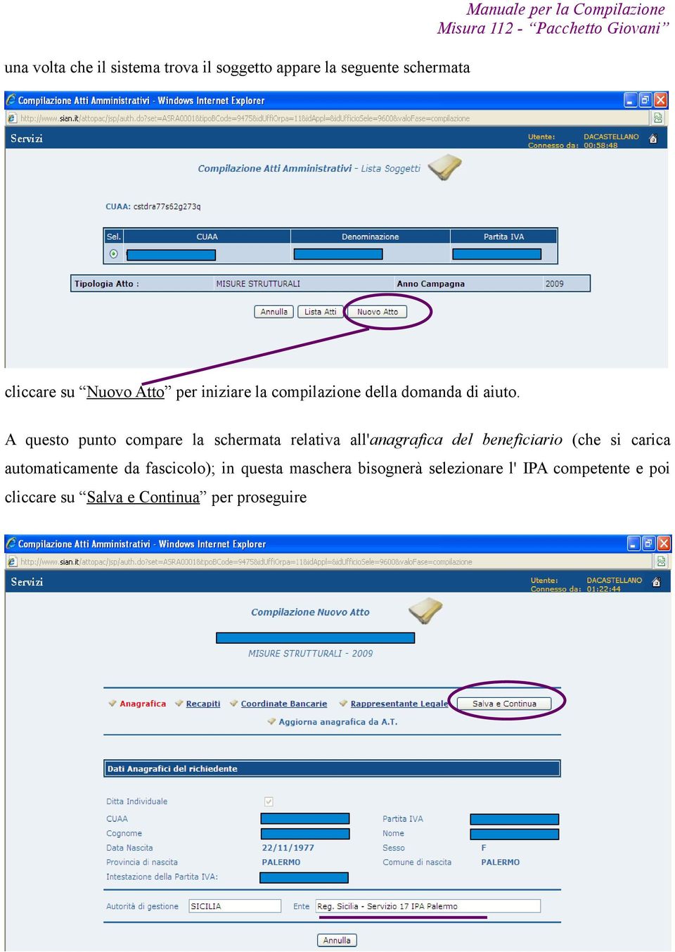 A questo punto compare la schermata relativa all'anagrafica del beneficiario (che si carica