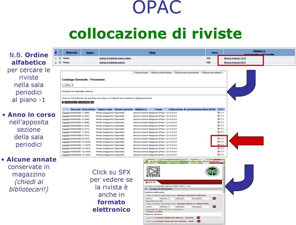 Anno in corso nell apposita sezione della sala periodici Alcune annate