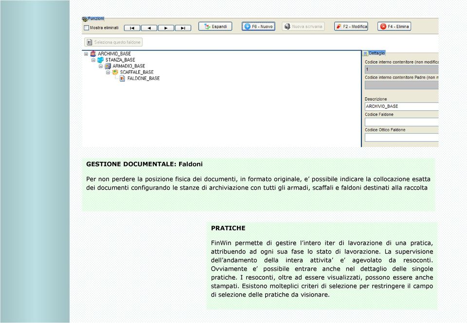 sua fase lo stato di lavorazione. La supervisione dell andamento della intera attivita e agevolato da resoconti.