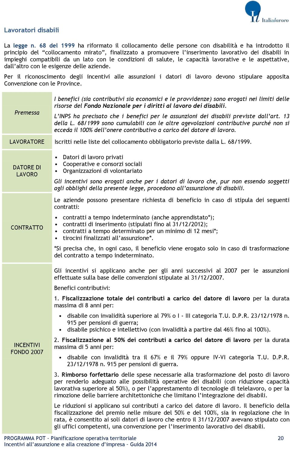 compatibili da un lato con le condizioni di salute, le capacità lavorative e le aspettative, dall altro con le esigenze delle aziende.