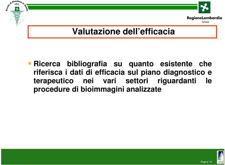 piano diagnostico e terapeutico nei vari settori