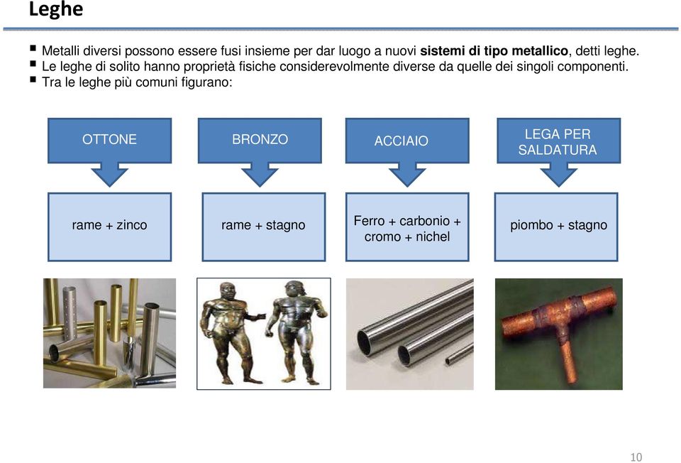 Le leghe di solito hanno proprietà fisiche considerevolmente diverse da quelle dei singoli