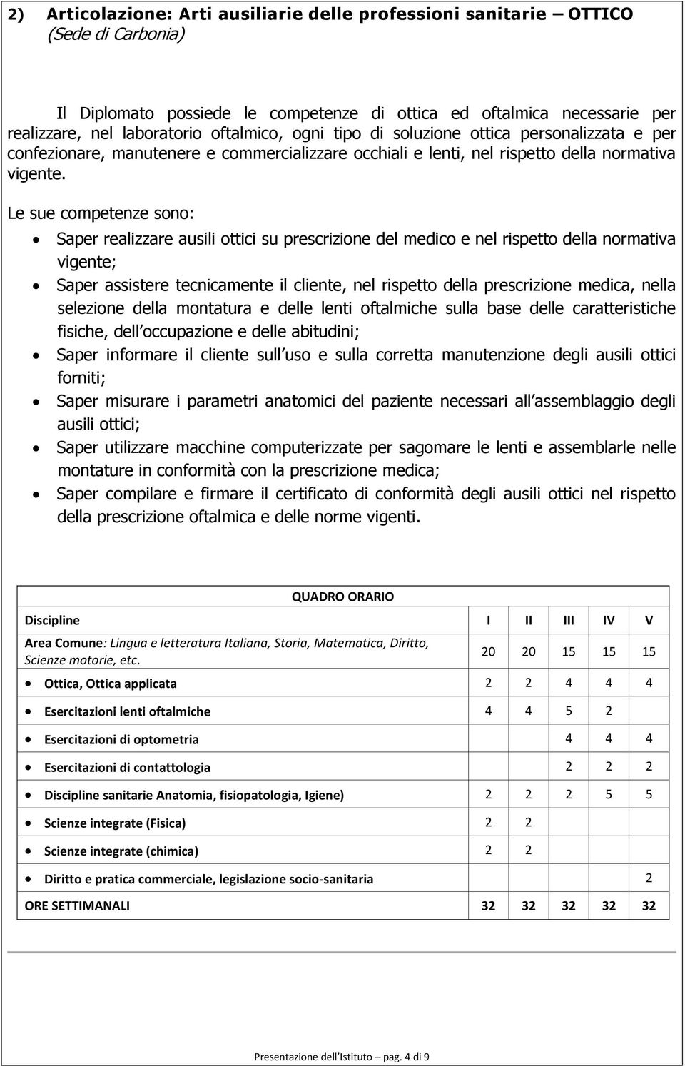 Le sue competenze sono: Saper realizzare ausili ottici su prescrizione del medico e nel rispetto della normativa vigente; Saper assistere tecnicamente il cliente, nel rispetto della prescrizione