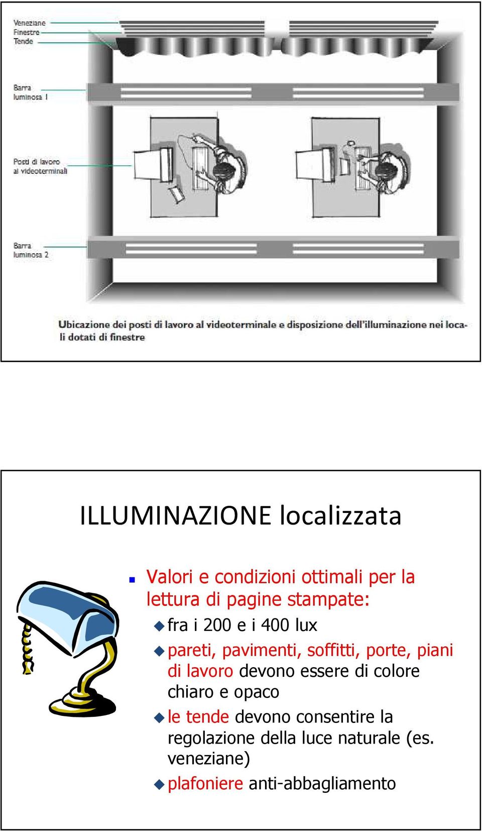 piani di lavoro devono essere di colore chiaro e opaco le tende devono