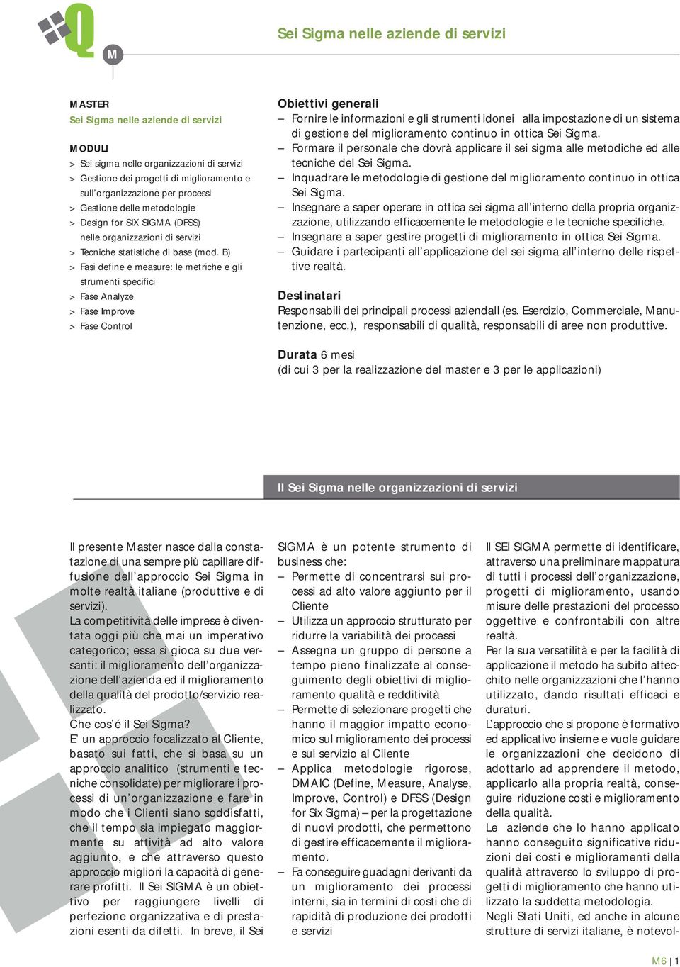 Insegnare a saper operare in ottica sei sigma all interno della propria organizzazione, utilizzando efficacemente le metodologie e le tecniche specifiche.