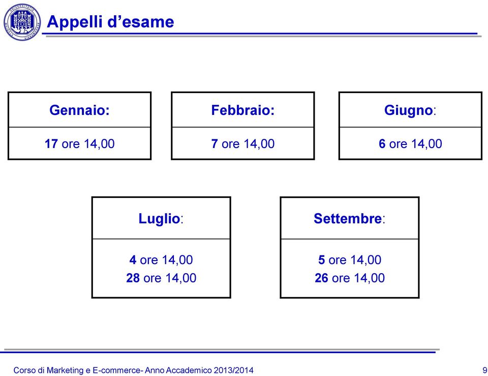 ore 14,00 28 ore 14,00 5 ore 14,00 26 ore 14,00