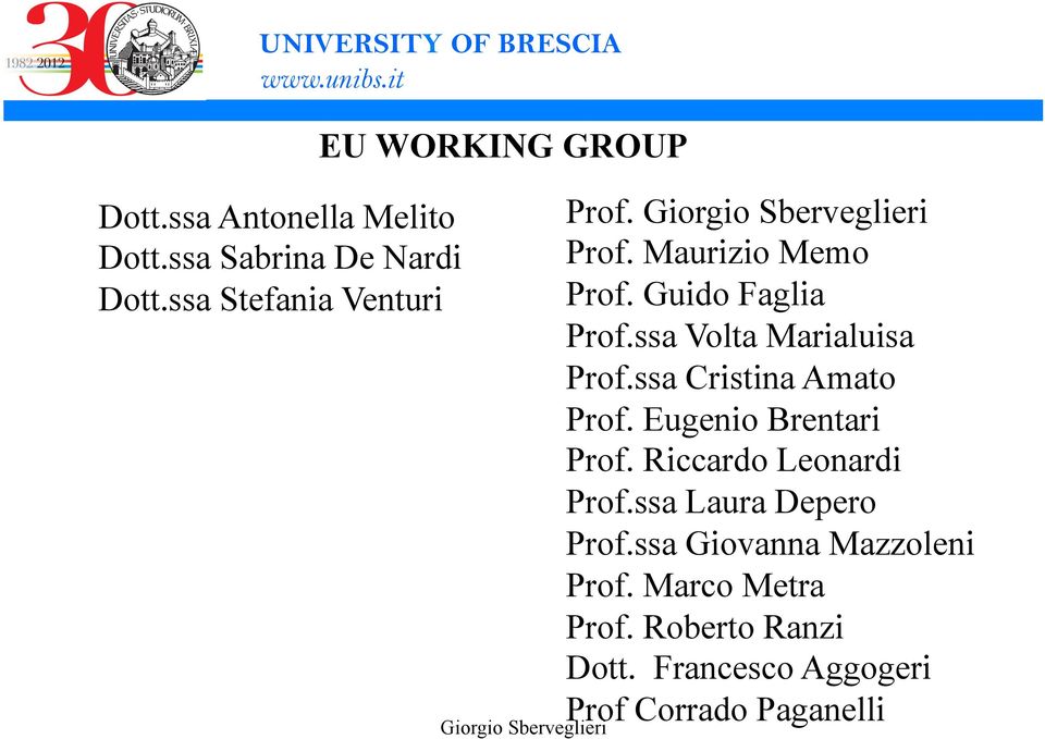 ssa Volta Marialuisa Prof.ssa Cristina Amato Prof. Eugenio Brentari Prof.