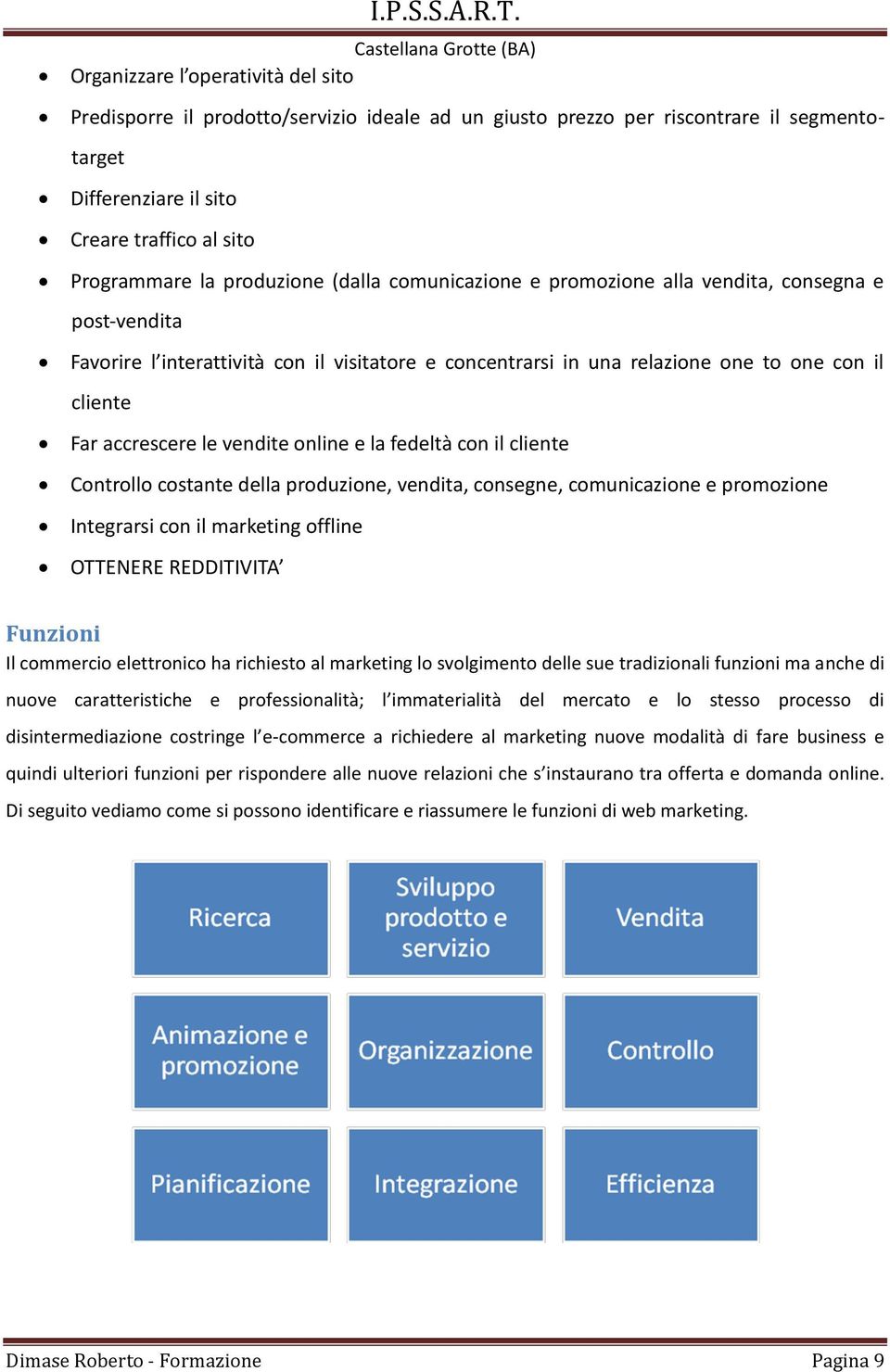 le vendite online e la fedeltà con il cliente Controllo costante della produzione, vendita, consegne, comunicazione e promozione Integrarsi con il marketing offline OTTENERE REDDITIVITA Funzioni Il