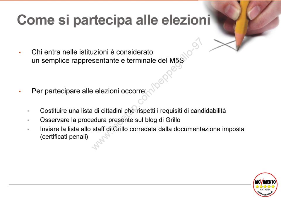 di cittadini che rispetti i requisiti di candidabilità Osservare la procedura presente sul blog