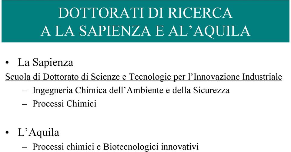 Industriale Ingegneria Chimica dell Ambiente e della Sicurezza