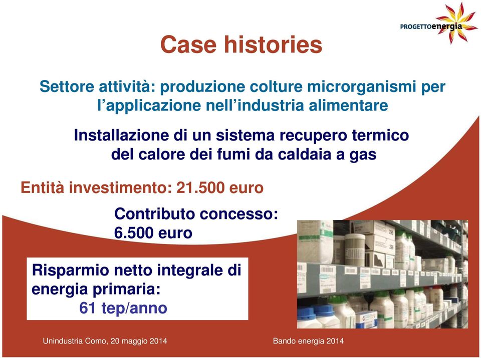 termico del calore dei fumi da caldaia a gas Entità investimento: 21.