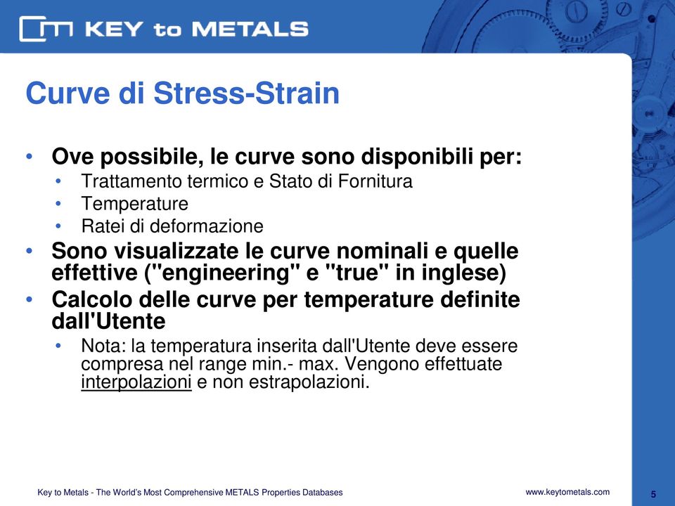 ("engineering" e "true" in inglese) Calcolo delle curve per temperature definite dall'utente Nota: la