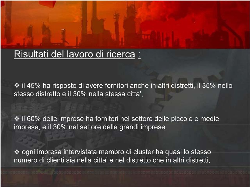 delle piccole e medie imprese, e il 30% nel settore delle grandi imprese, ogni impresa intervistata