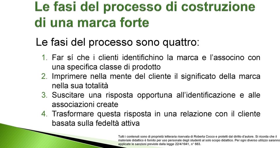 Imprimere nella mente del cliente il significato della marca nella sua totalità 3.