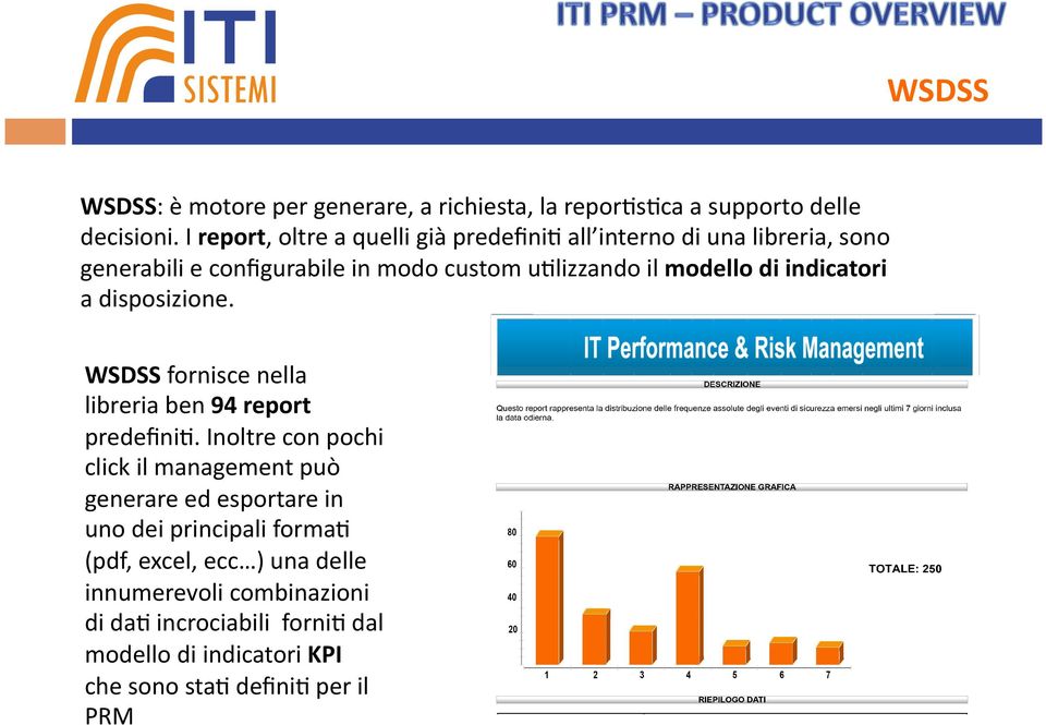 di indicatori a disposizione. WSDSS fornisce nella libreria ben 94 report predefinic.