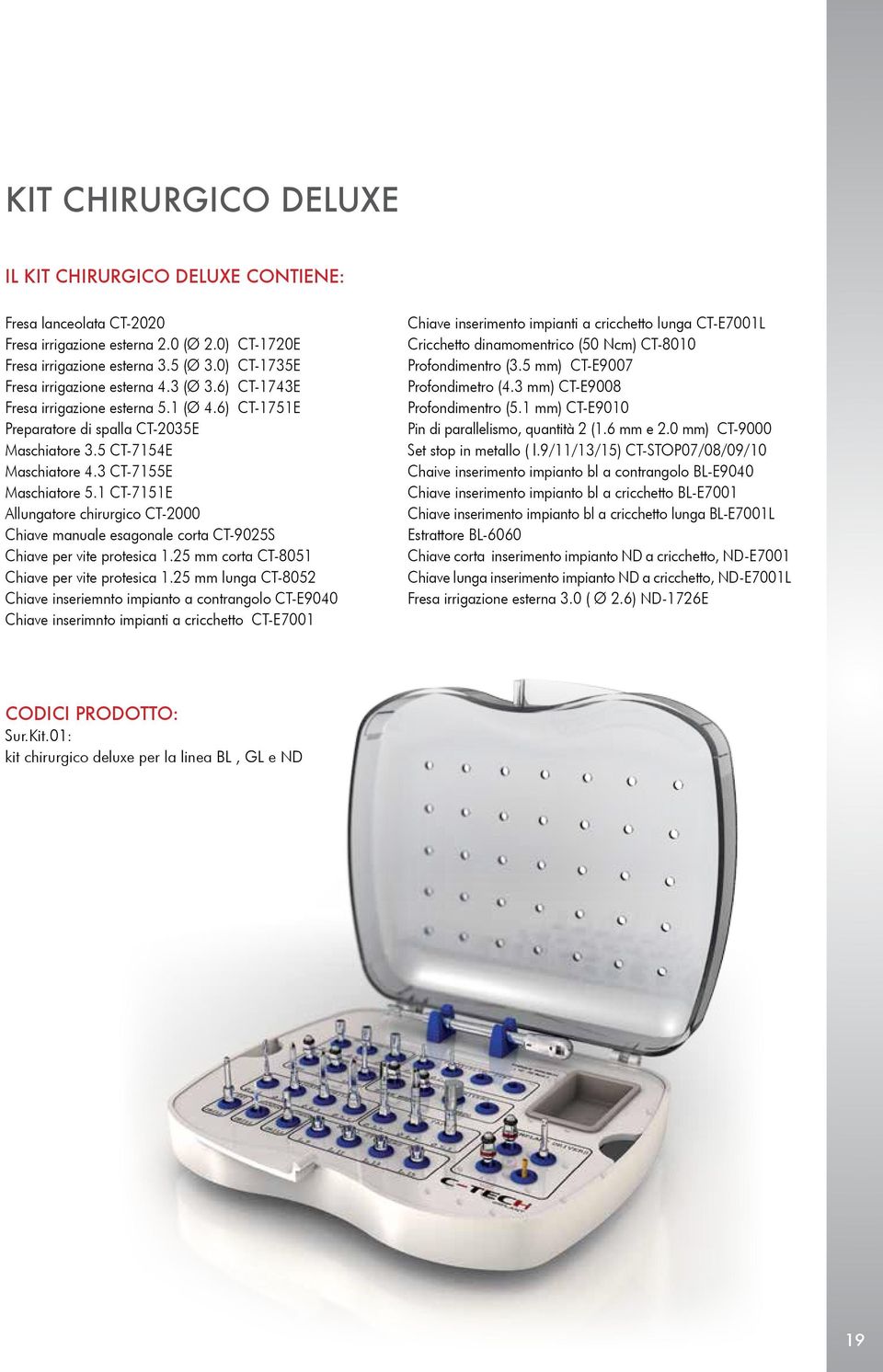 3 CT-7155E Maschiatore 5.1 CT-7151E Allungatore chirurgico CT-2000 Chiave manuale esagonale corta CT-9025S Chiave per vite protesica 1.25 mm corta CT-8051 Chiave per vite protesica 1.