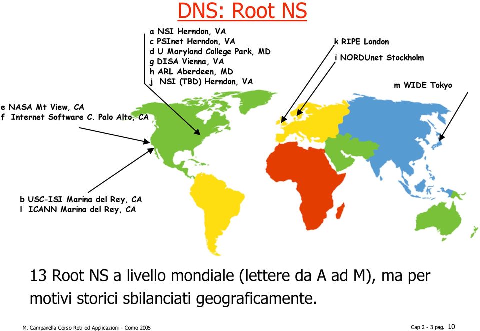 Palo Alto, CA b USC-ISI Marina del Rey, CA l ICANN Marina del Rey, CA 13 Root NS a livello mondiale (lettere da A ad