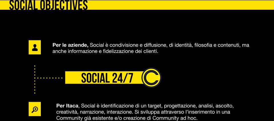 social 24/7 Per Itaca, Social è identificazione di un target, progettazione, analisi, ascolto,