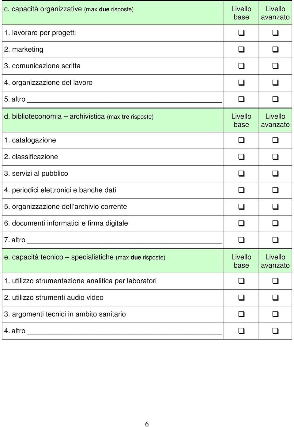 periodici elettronici e banche dati 5. organizzazione dell archivio corrente 6. documenti informatici e firma digitale 7. altro e.