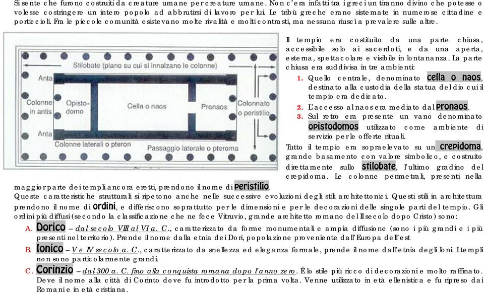 Il tempio era costituito da una parte chiusa, accessibile solo ai sacerdoti, e da una aperta, esterna, spettacolare e visibile in lontananza. La parte chiusa era suddivisa in tre ambienti: 1.