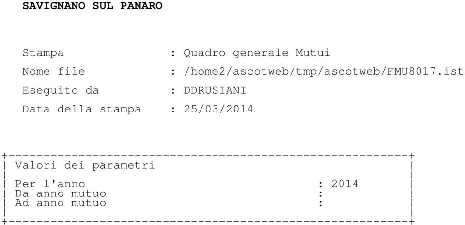 ist Eseguito da : DDRUSIANI Data della stampa : 25/03/2014