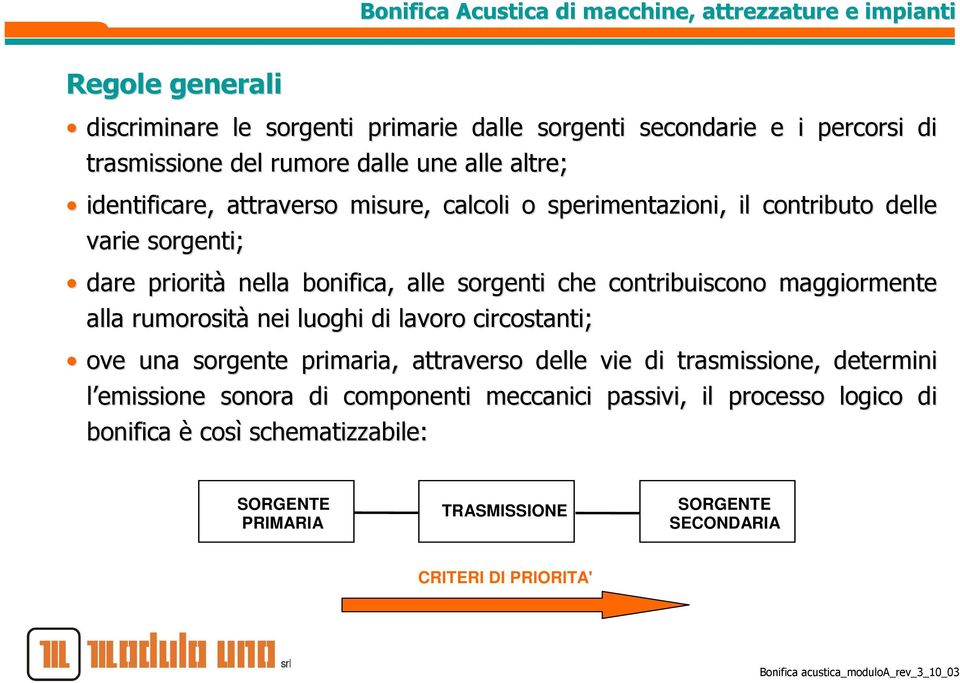 maggiormente m alla rumorosità nei luoghi di lavoro circostanti; ove una sorgente primaria, attraverso delle vie di trasmissione, determini l emissione