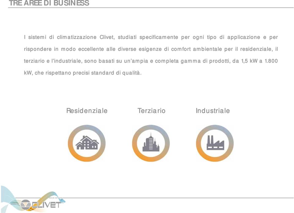 residenziale, il terziario e l industriale, sono basati su un ampia e completa gamma di prodotti,