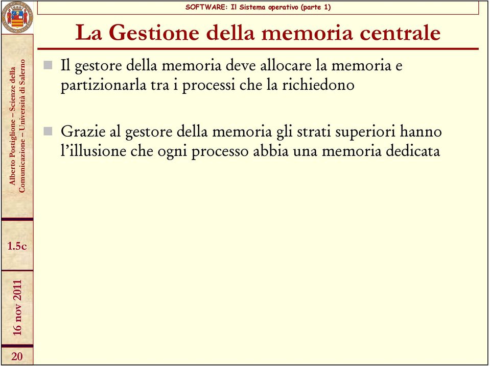 strati superiori hanno l illusione che ogni processo abbia una memoria dedicata lberto