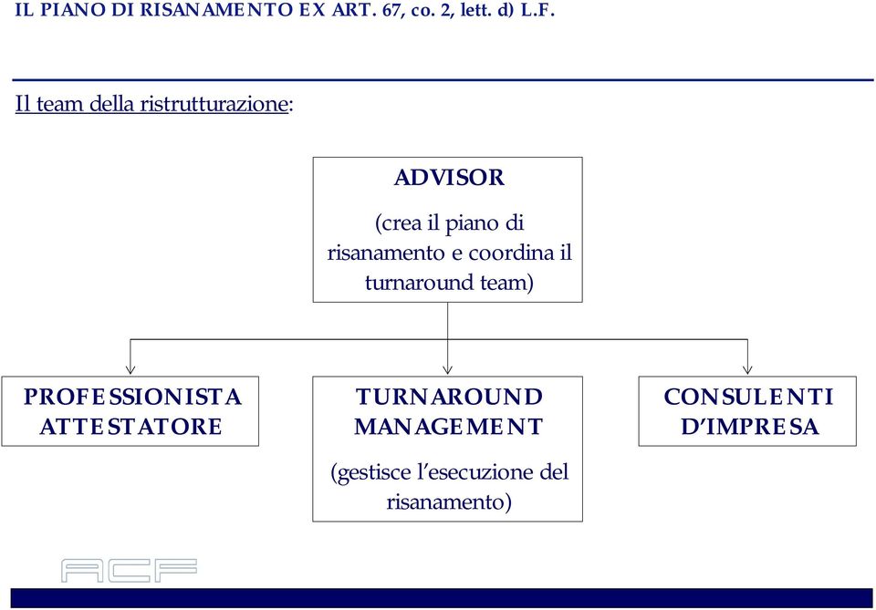 risanamento e coordina il turnaround team) PROFESSIONISTA